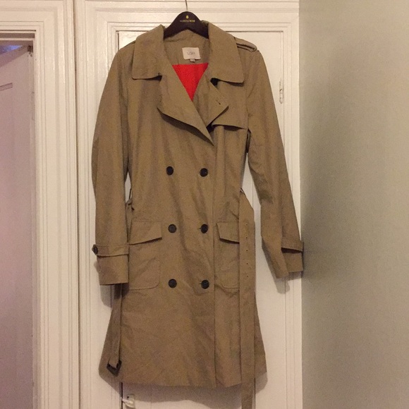 Long classic khaki trench coat orange inner liner - Picture 5 of 8